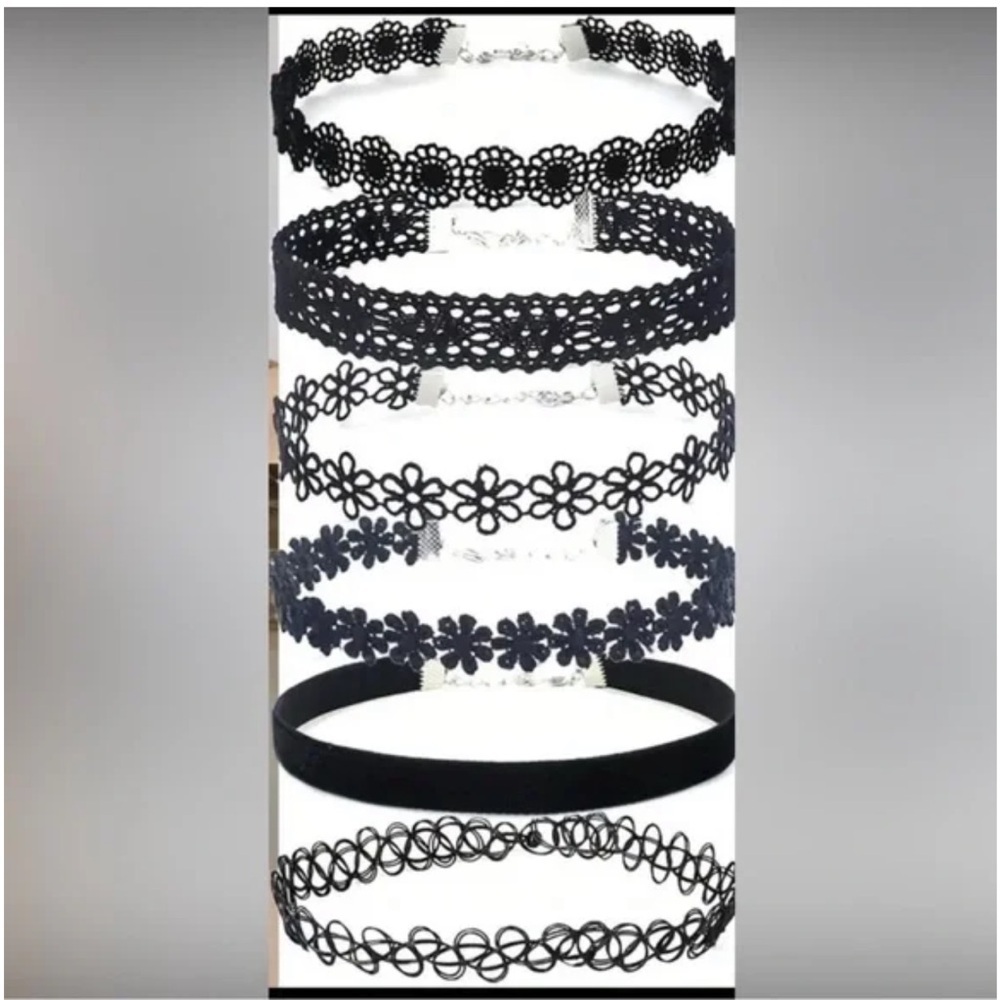 Y2K Black Choker Necklace 6 pack